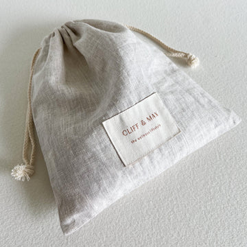 100% pure natural linen drawstring pouch