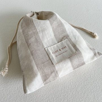 100% natural linen drawstring pouch 