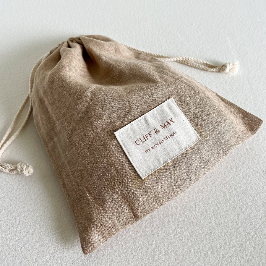 100% natural linen drawstring pouch 